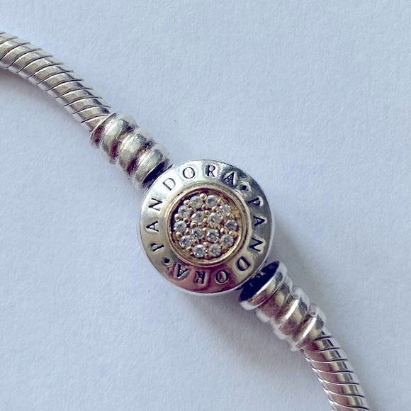 Pandora Moments Logo Bracelet Sterling and 14k Gold with CZs - Picture 2 of 6